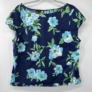 Talbots Blouse Top 100% Cotton Floral Tropical Coastal Beach Resort Preppy XL
